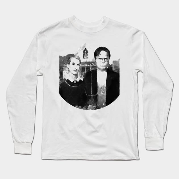 Dwight And Angela - The Office Funny T-shirt - Shrute Farms Long Sleeve T-Shirt by truefriend